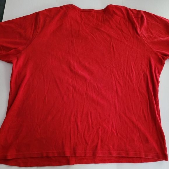 TOMMY HILFIGER Retro Y2K V Neck Tee Top T Shirt Womens 1X Red Logo Designer - Picture 3 of 5